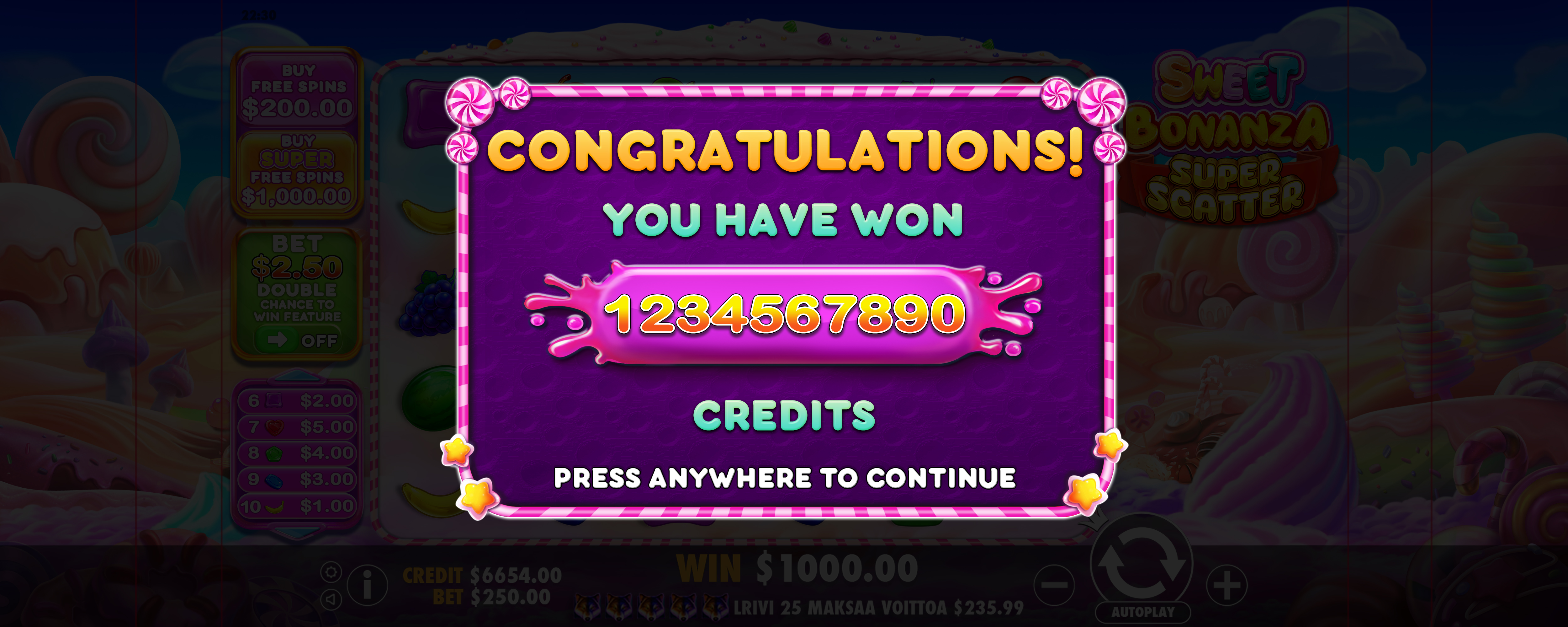 Sweet Bonanza Super Scatter - screenshot with slot description 6